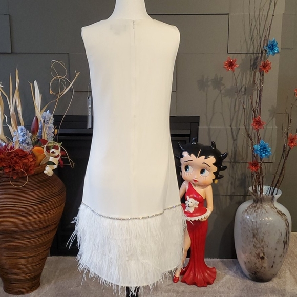 NWT Tahari Feather Trim Shift Dress - Picture 5 of 12